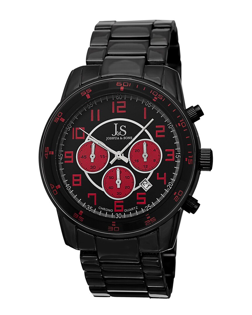Joshua And Sons Joshua & Sons Chronograph Black Dial Black Alloy Men's Watch Js67rd In Red   / Black / Silver