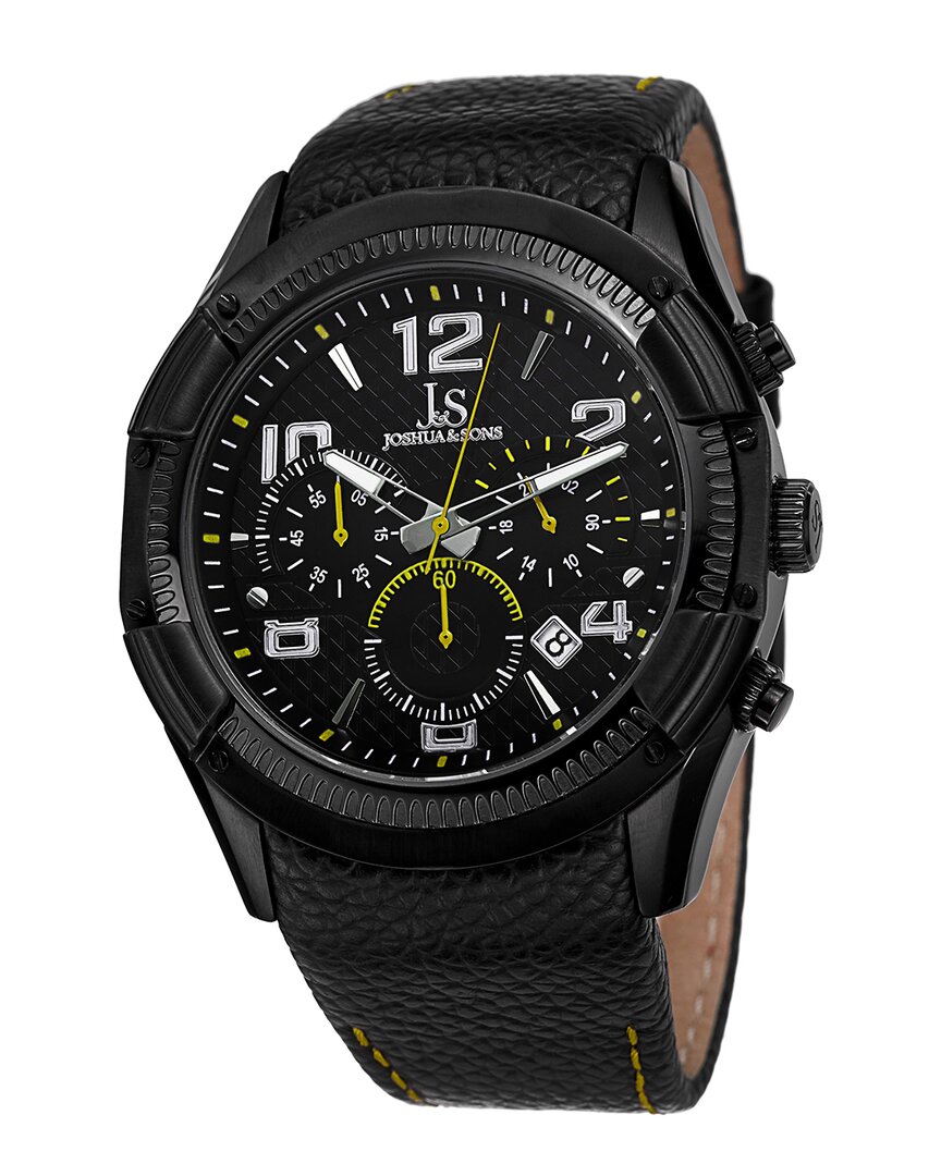 Joshua And Sons Joshua & Sons Chronograph Black Dial Black Leather Men's Watch Js69yl