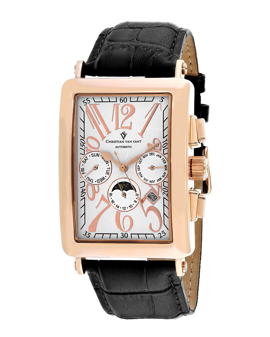 Christian Van Sant Prodigy Automatic White Dial Mens Watch Cv9140 In Black / Gold Tone / Rose / Rose Gold Tone / White