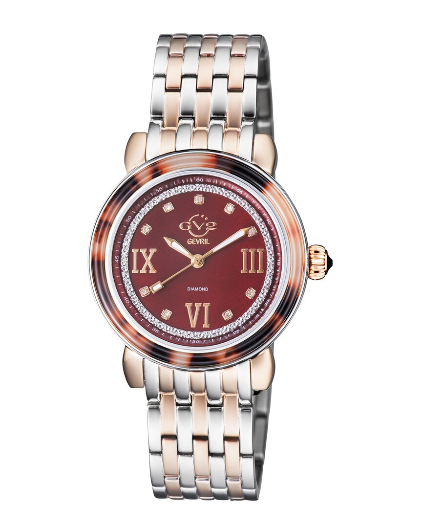 Gv2 Women's Marsala Tortoise Diamond Watch
