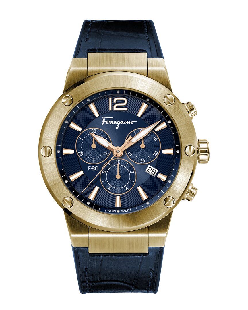 Ferragamo Chrono Leather Watch In Multi