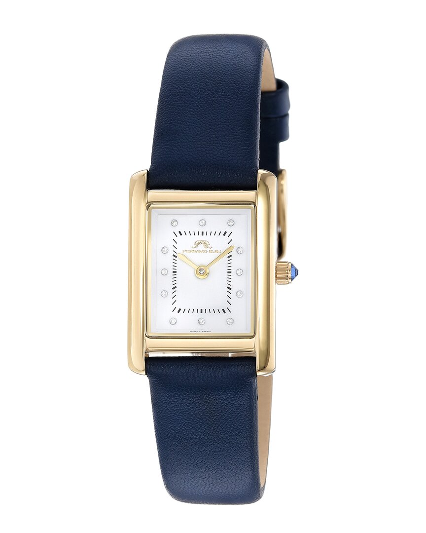 Porsamo Bleu Karolina Women's Diamond Watch With Blue Leather Band, 1082bkal