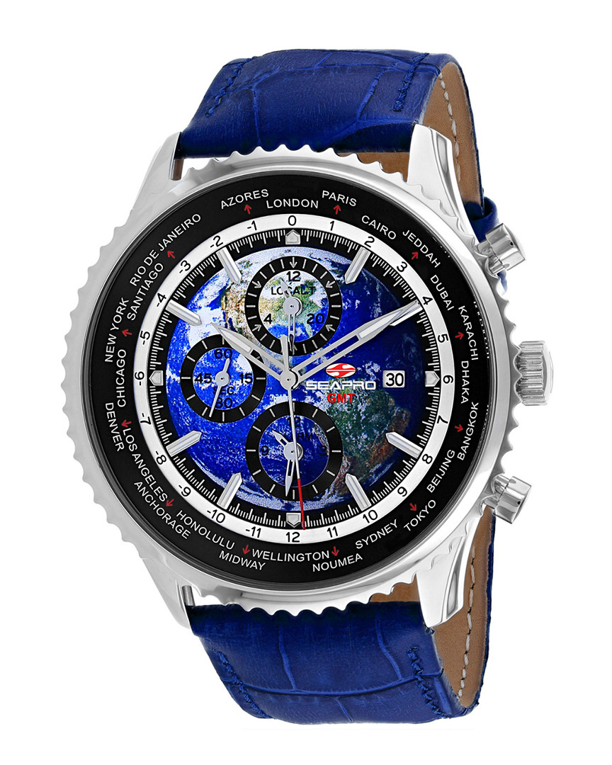 Seapro Meridian World Timer Gmt Blue Dial Men's Watch Sp7132