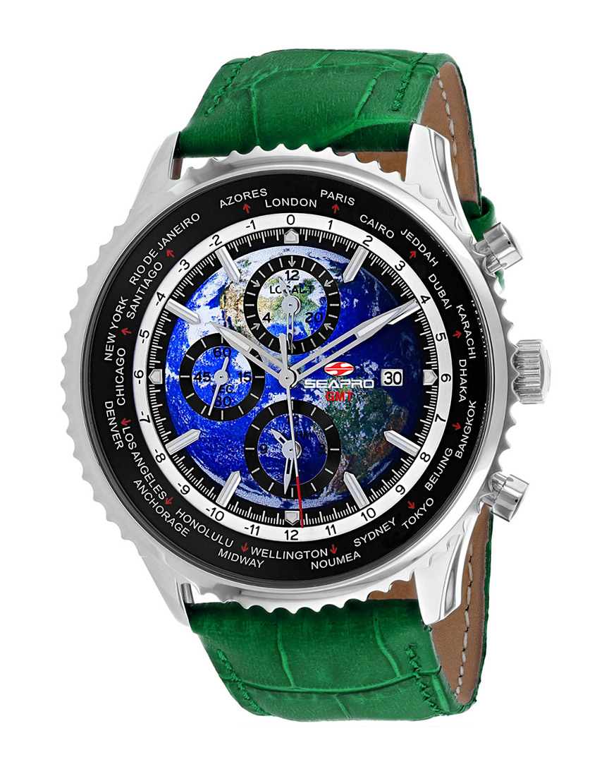 Seapro Meridian World Timer Gmt Blue Dial Mens Watch Sp7133 In Blue / Green