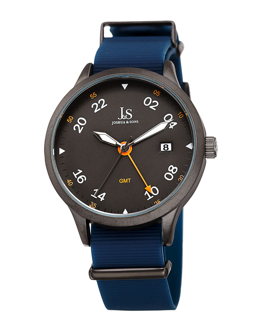 Joshua And Sons Joshua & Sons Men's Silicone Watch In Black / Blue / Grey