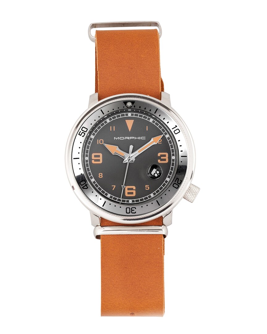 Morphic M74 Series Leather-band Watch W/magnified Date Display