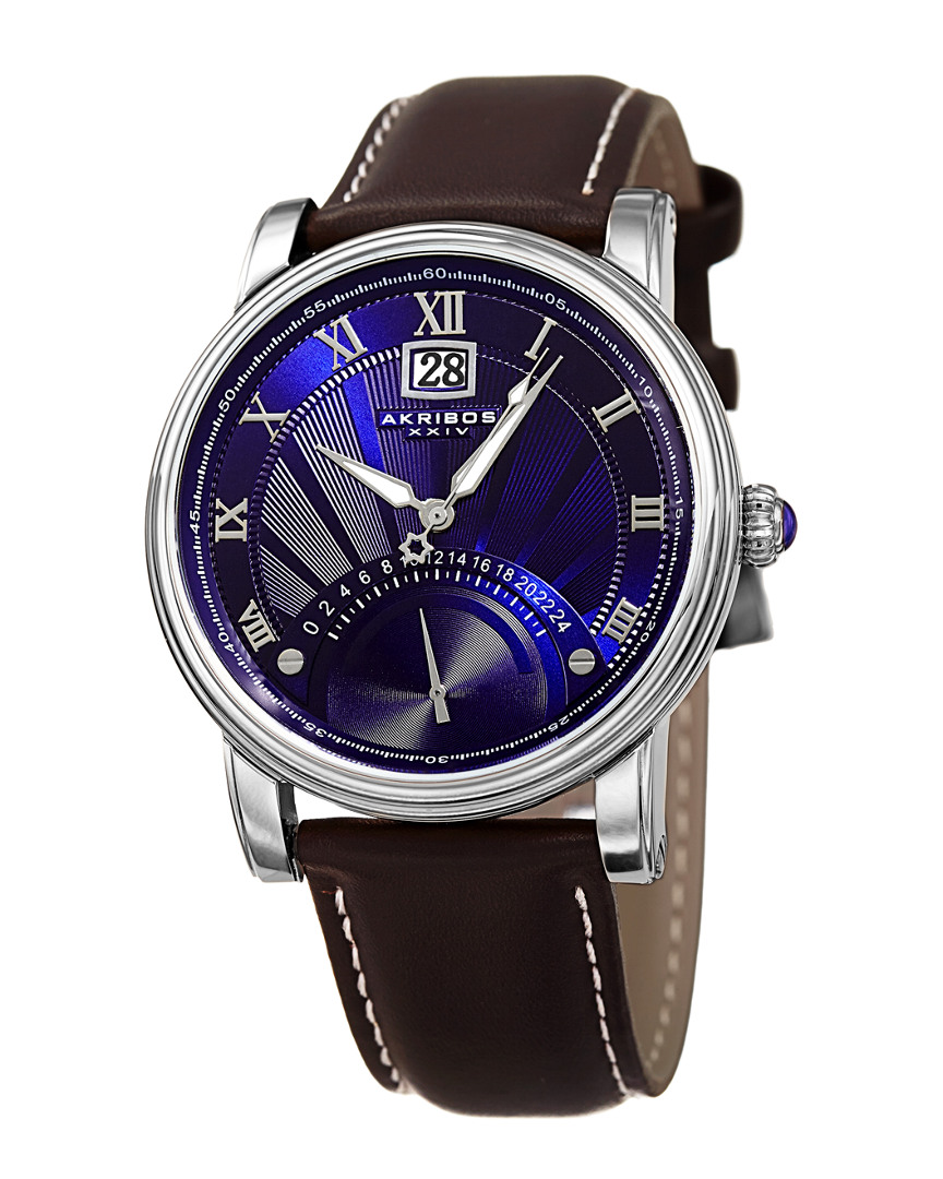 Akribos Xxiv Akribos Men's Leather Watch In Metallic