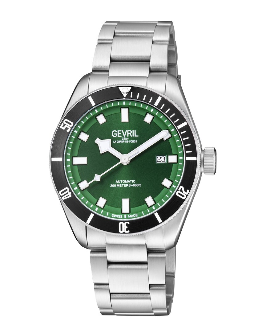Gevril Yorkville Automatic Green Dial Men's Watch 48606 In Black / Green