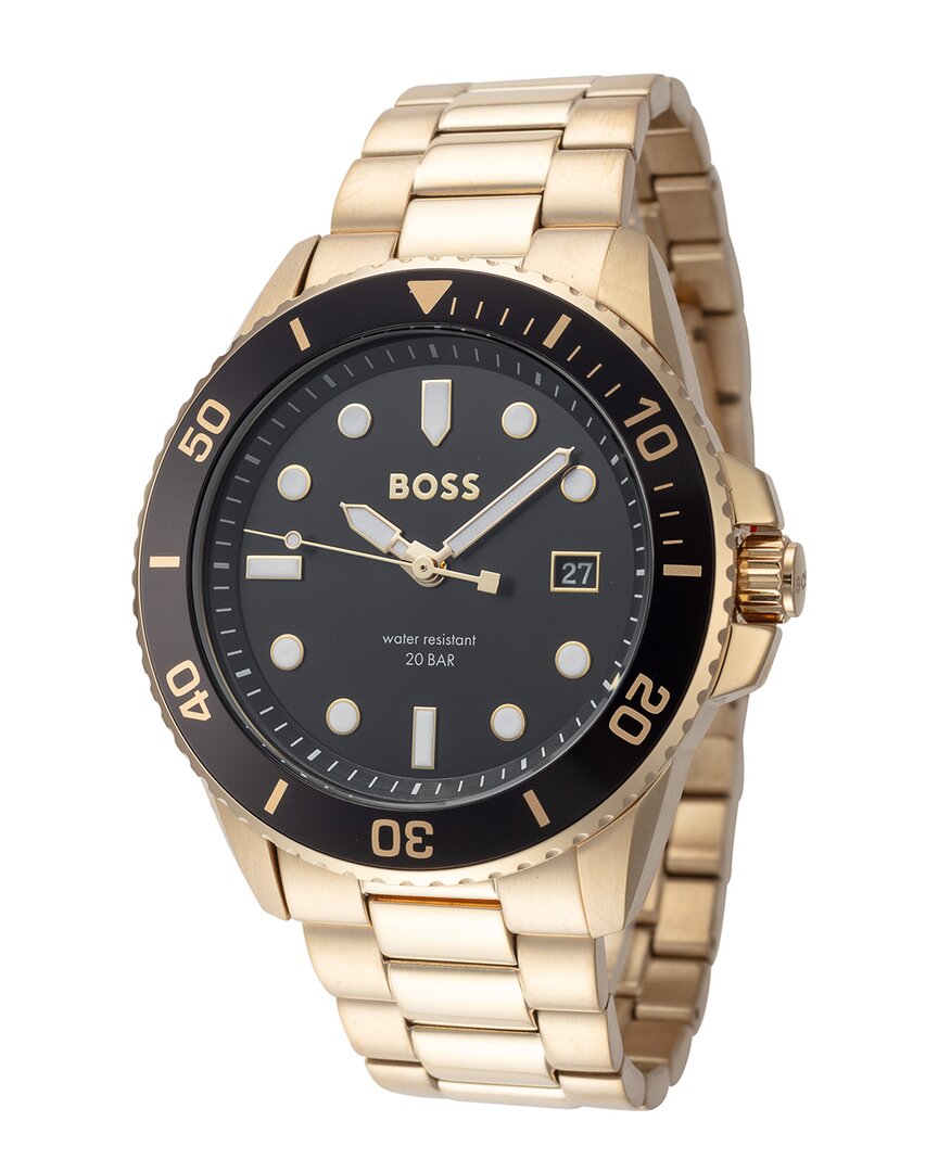 Hugo Boss Men\'s 1513917 Ace 43mm Quartz Watch In Gold | ModeSens