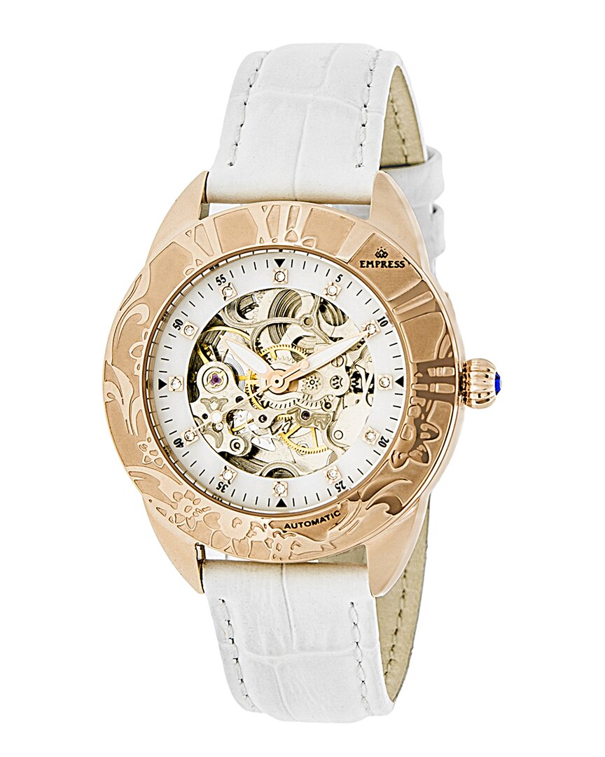 Empress Godiva Automatic White Dial Ladies Watch Empem1106 In Pink/white/rose Gold Tone/gold Tone