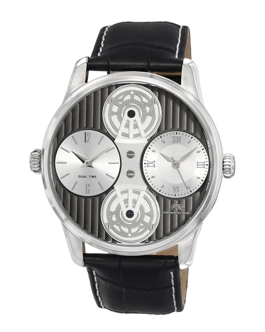 Porsamo Bleu Benedict Quartz Silver Dial Men's Watch 1161bbel In Black / Grey / Silver