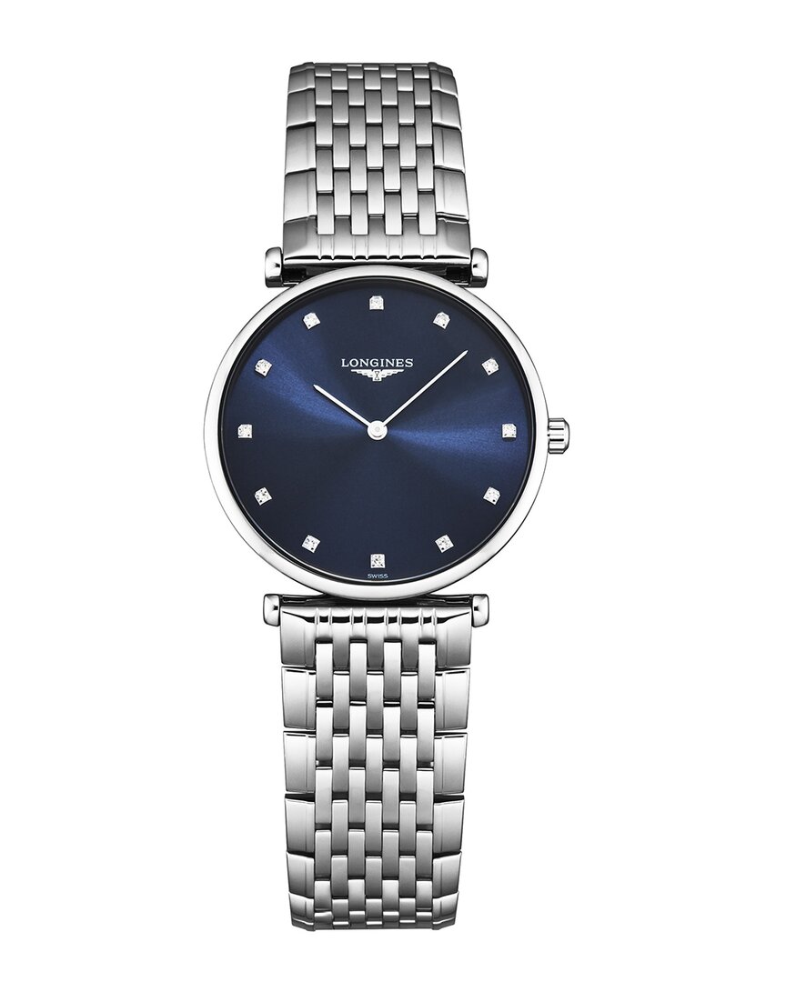 Longines Blue L42094976 La Grande Classique Stainless-steel And Diamond Quartz Watch