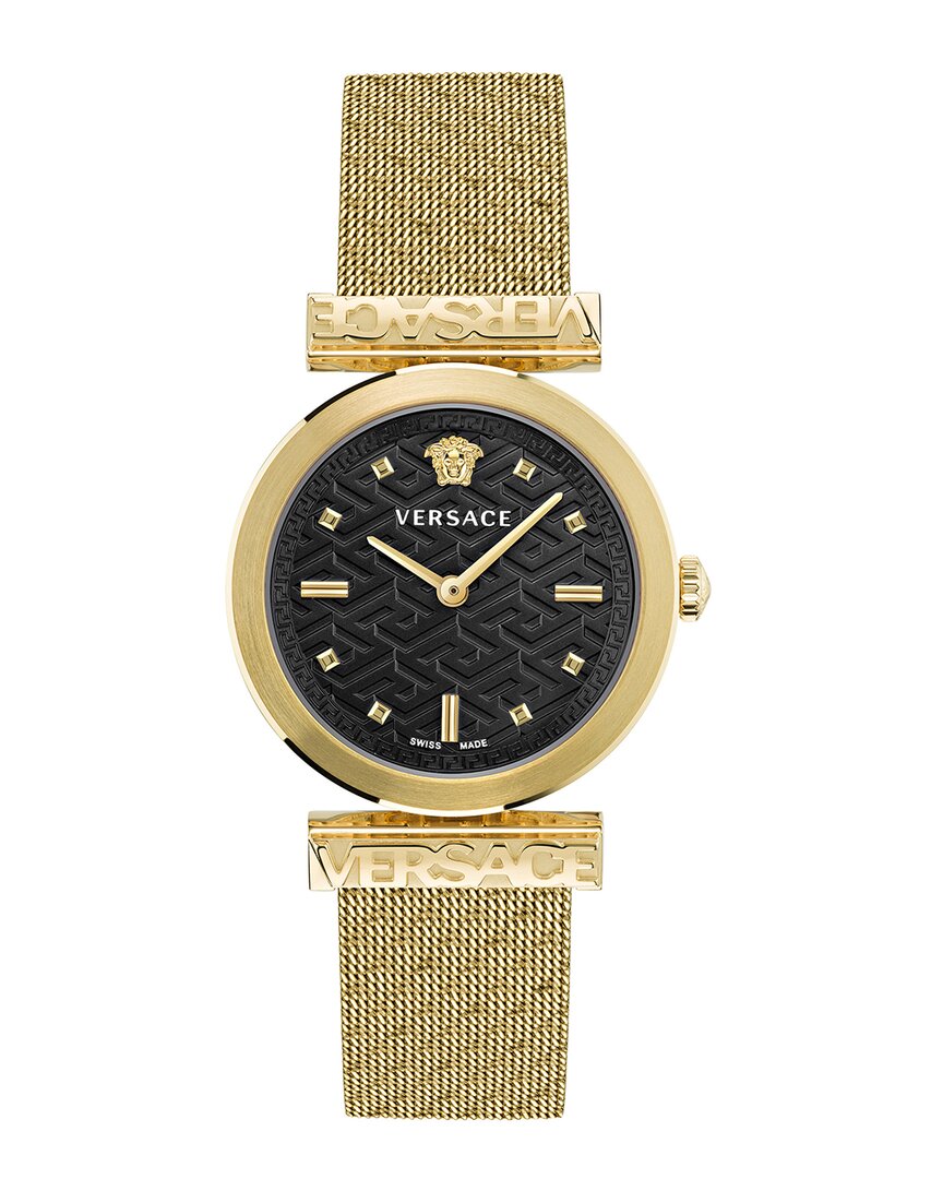 Versace Regalia Bracelet Watch With Black Guilloche Dial