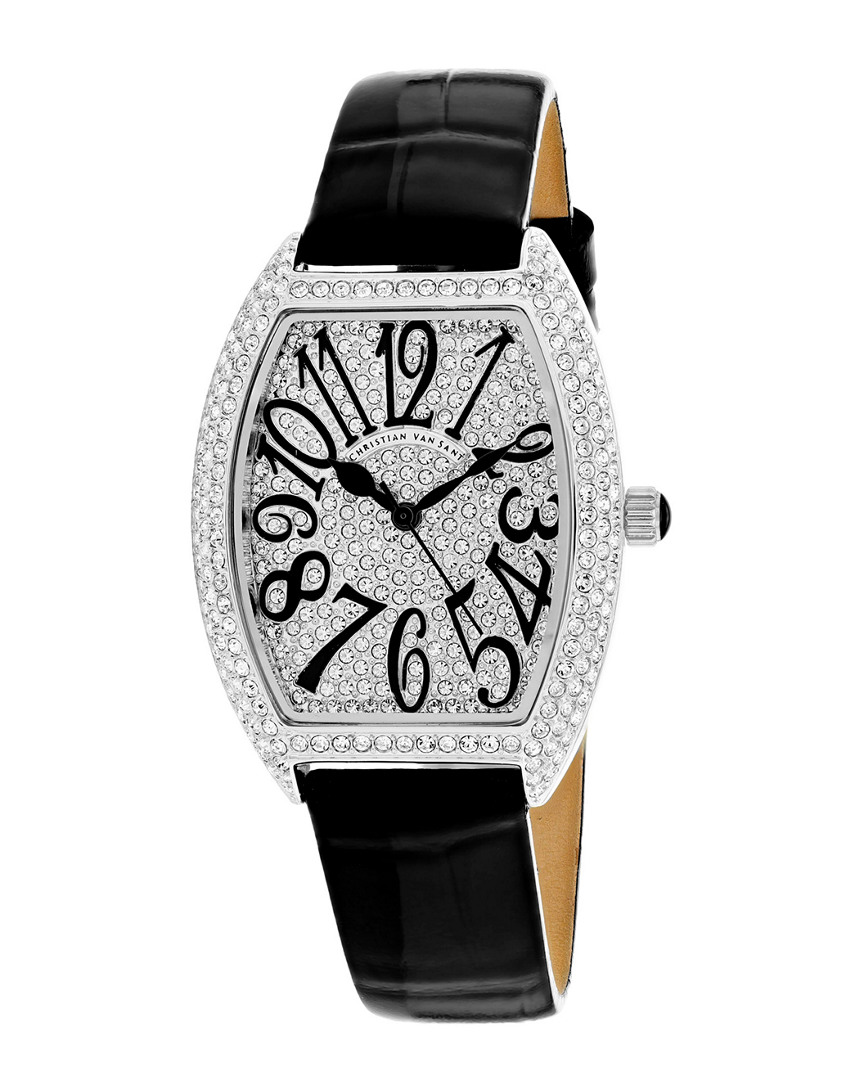Christian Van Sant Elegant Quartz White Dial Ladies Watch Cv4821b In Black / White