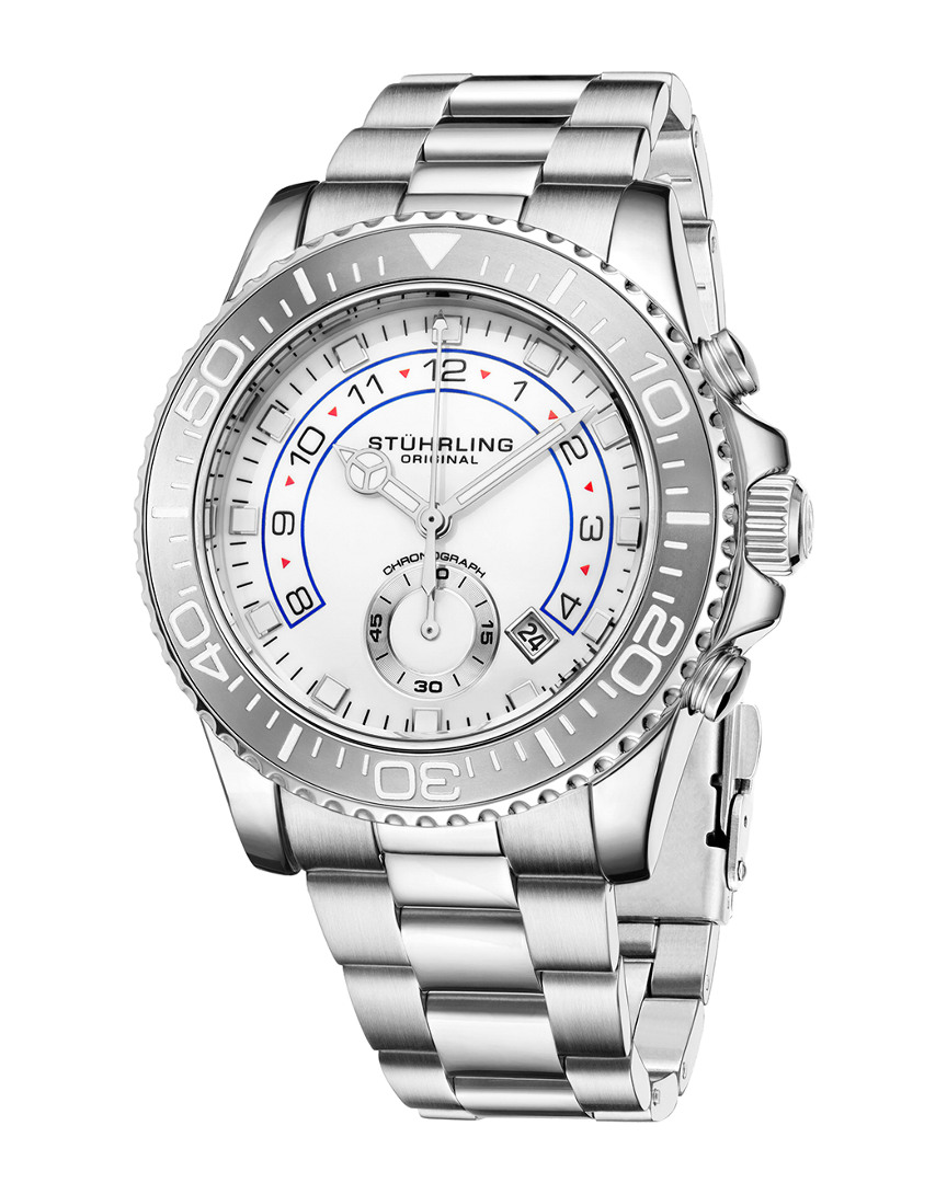 Stuhrling Original Aquadiver Quartz White Dial Men's Watch M16749 In Aqua / White