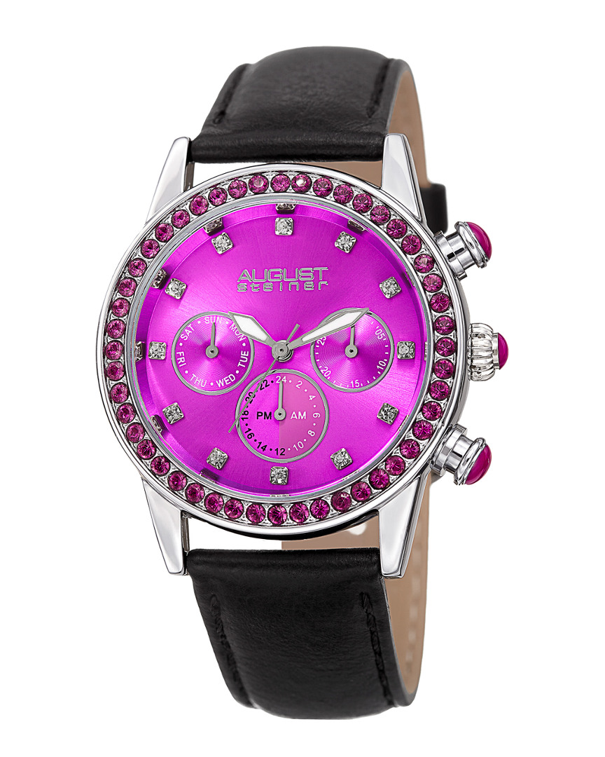 August Steiner Women's Leather Watch In Purple