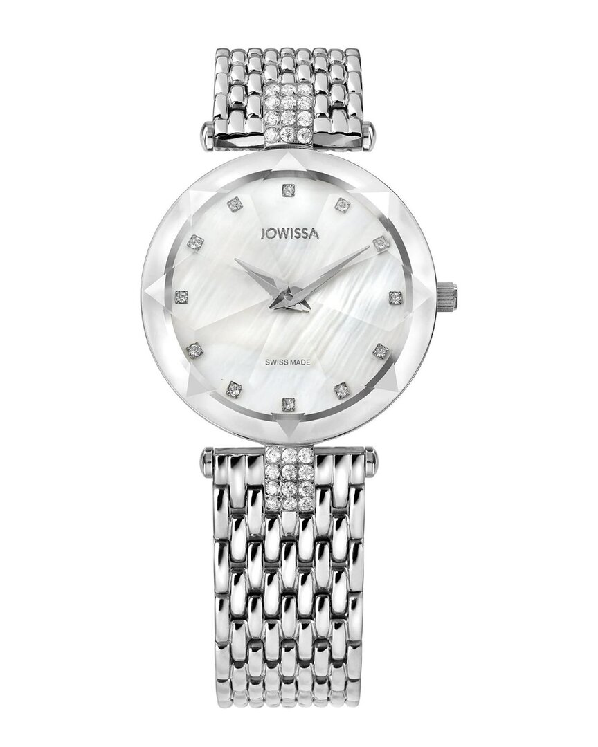 Jowissa Facet Strass Swiss Ladies Watch In Silver