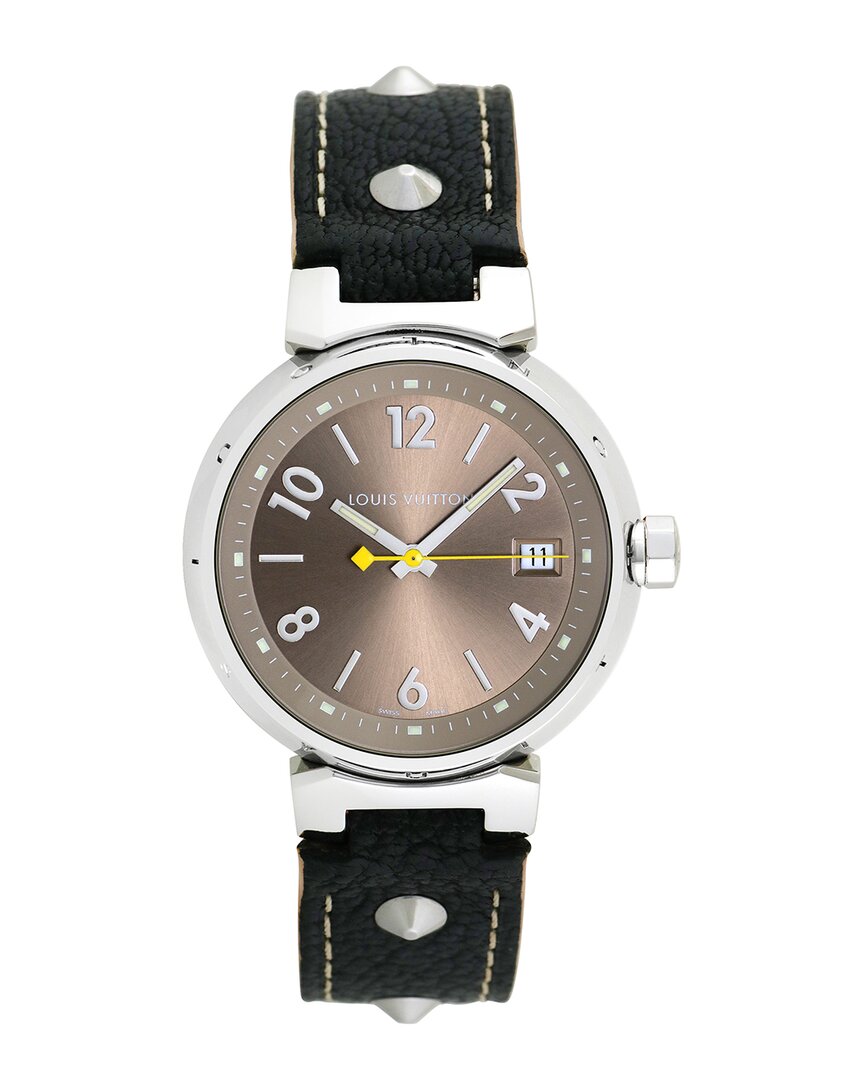 Pre-owned Louis Vuitton Tambour Quartz Brown Dial Ladies Watch Q1211