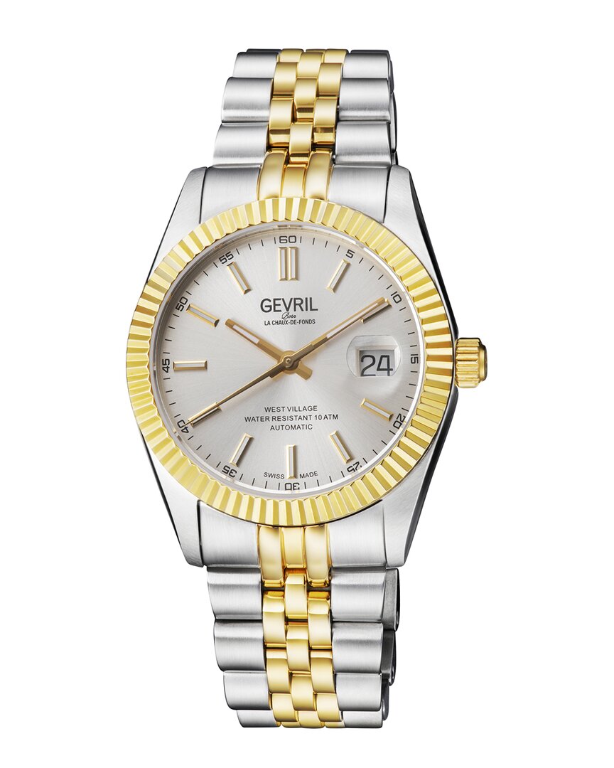 Gevril West Village Automatic Silver Dial Men's Watch 48905 In Two Tone  / Gold Tone / Silver / Yellow