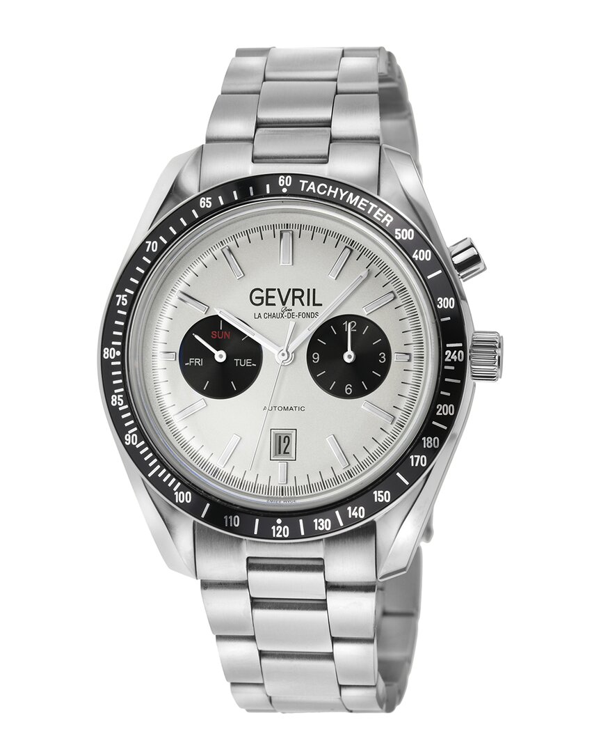 Gevril Lenox Automatic Silver Dial Men's Watch 49004 In Black / Silver