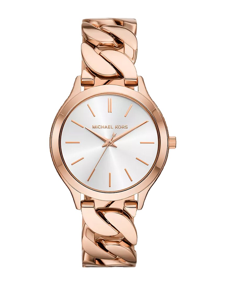Michael Kors Women's Slim Runway Three-hand Rose Gold-tone Stainless Steel Watch 38mm