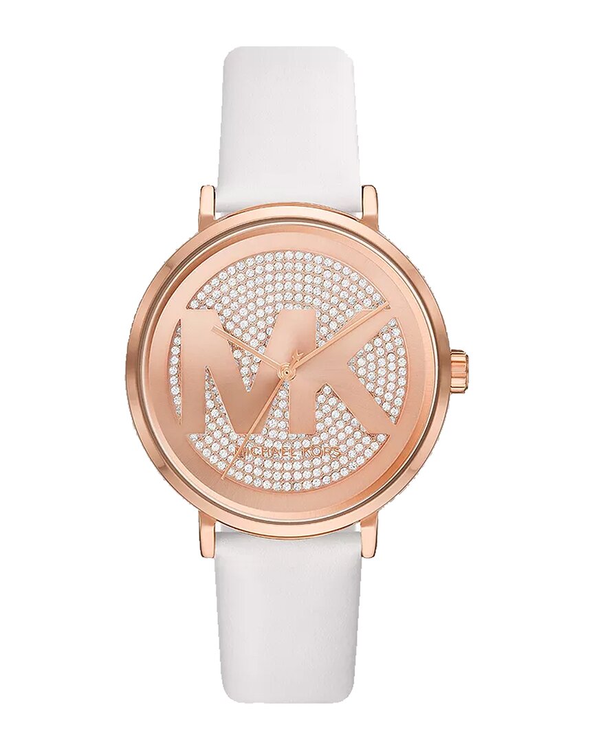 Michael Kors Women's Addyson Quartz Three-hand White Leather Watch 40mm