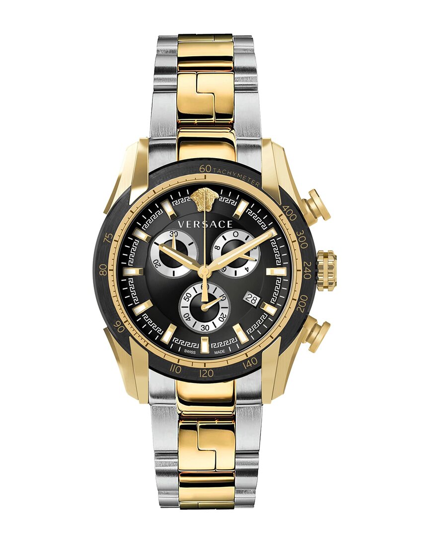 Versace Men's Ip Yellow Gold & Stainless Steel Chronograph Bracelet Watch