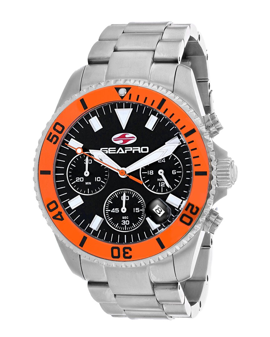 Seapro Scuba 200 Chrono Black Dial Mens Watch Sp4353 In Black / Orange