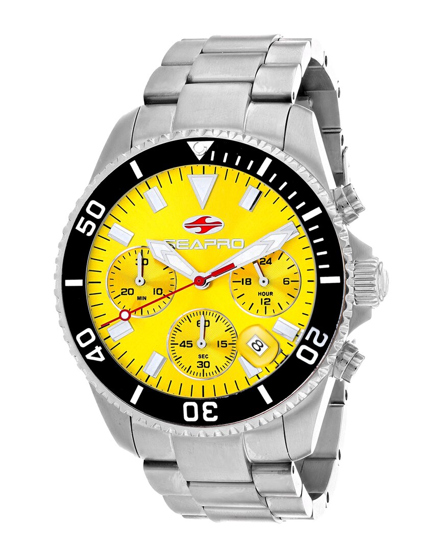 Seapro Scuba 200 Chrono Yellow Dial Mens Watch Sp4354 In Black / Yellow