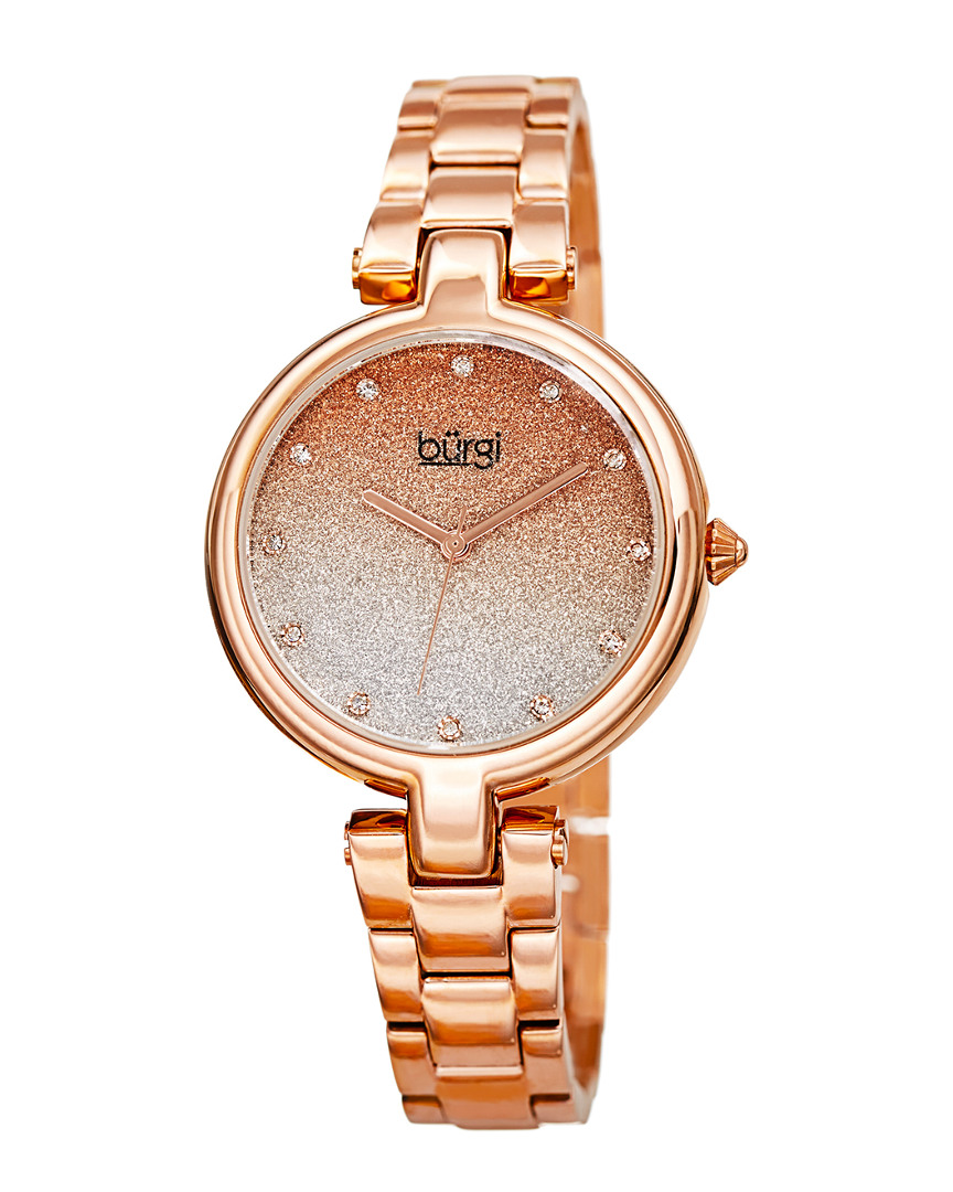 Burgi Women's Rose Gold Stainless Steel Watch