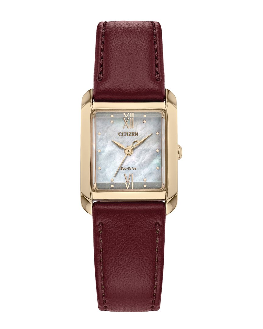 Citizen L Bianca Burgundy Leather Strap Watch, 22x28mm