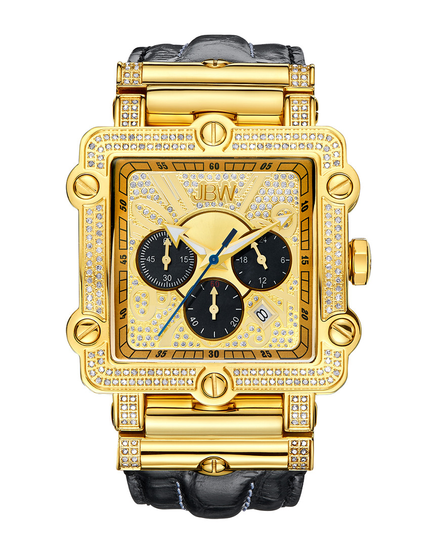 Jbw Phantom Chronograph Dial Diamond Men's Watch Jb-6215-238-g In Black / Champagne / Gold Tone / Yellow