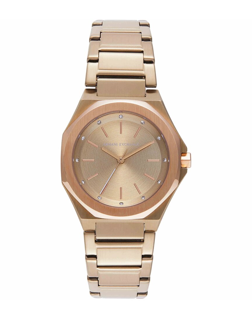 Armani Exchange Three-hand Gold-tone Stainless Steel Watch In Gold