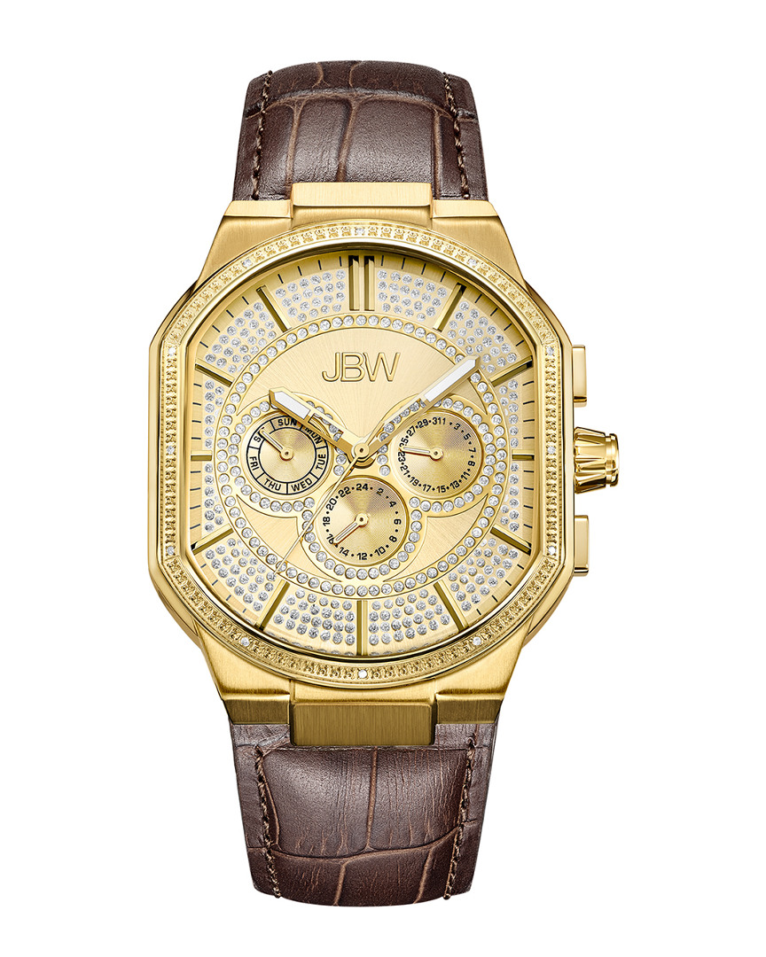 Jbw Orion Gmt Quartz Diamond Men's Watch J6342b In Brown / Gold / Gold Tone / Yellow