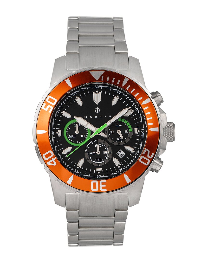 Nautis Dive Chrono 500 Chronograph Quartz Black Dial Men's Watch 17065-a In Black / Orange