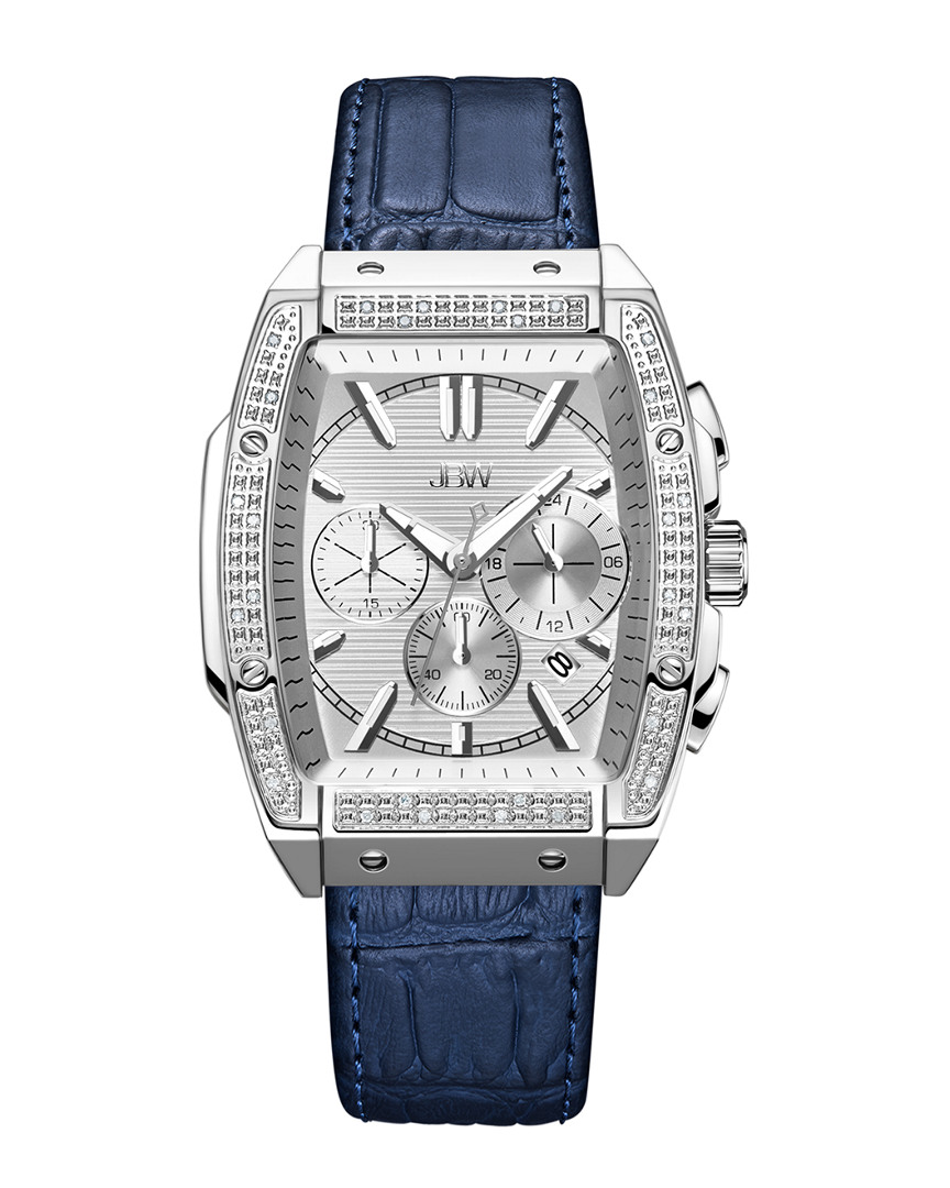 Jbw Echelon Diamond Chronograph Croc Embossed Leather Strap Watch, 41mm