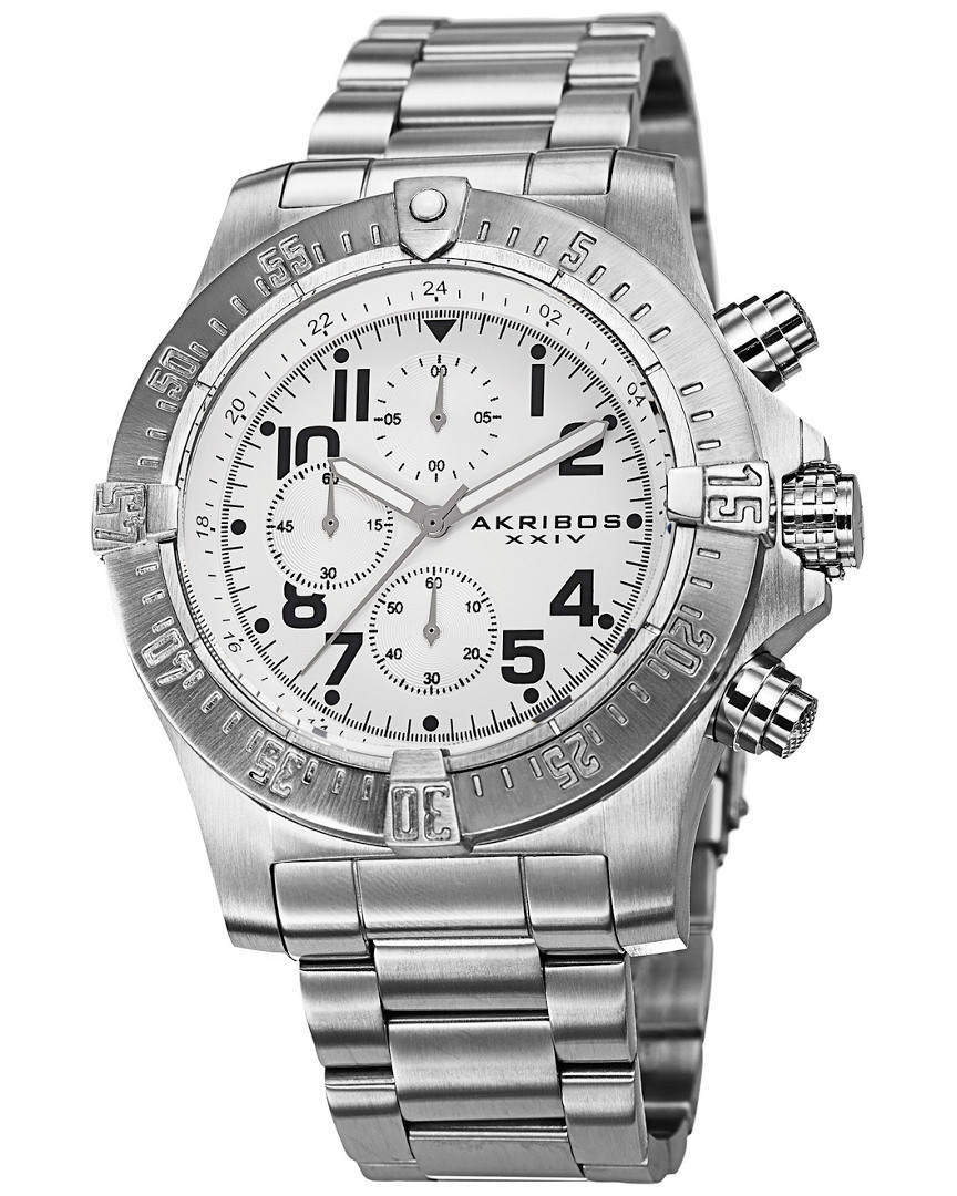 Akribos Xxiv Men's Stainless Steel Watch In Metallic