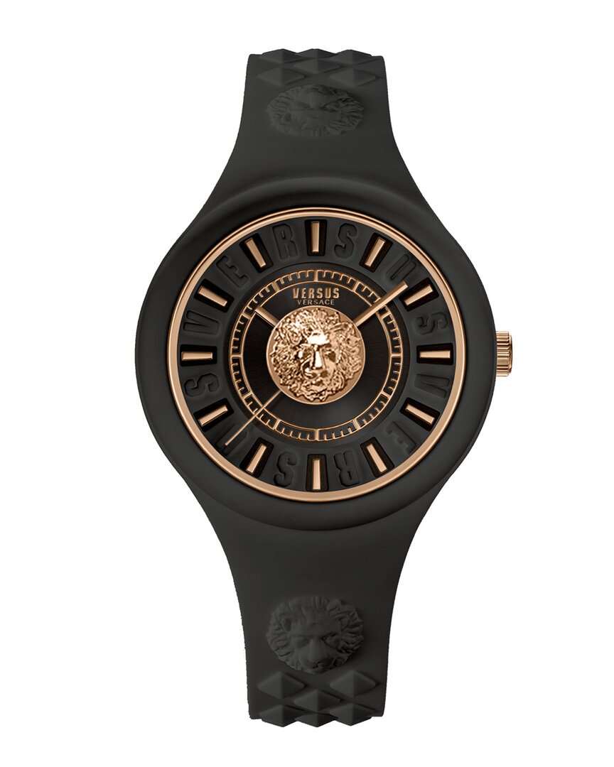 Versus By Versace Fire Island Lion Watch In Black