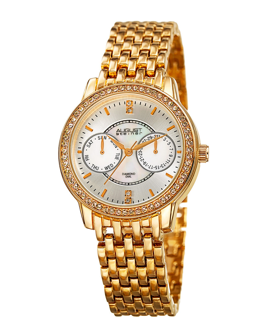 August Steiner Women's Diamond Accent Alloy Watch