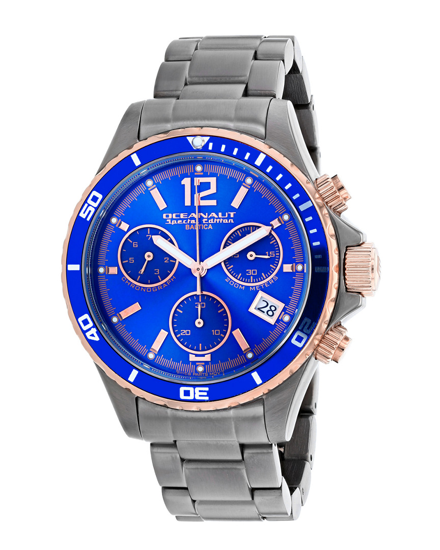 Oceanaut Baltica Special Edition Mens Chronograph Quartz Watch Oc0531 In Blue / Gold Tone / Rose / Rose Gold Tone