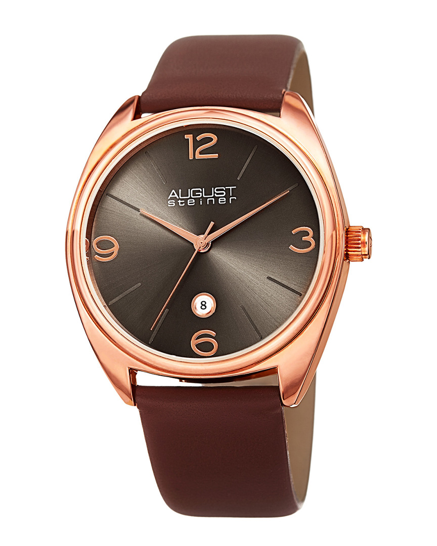 August Steiner Men's Leather Watch In Brown