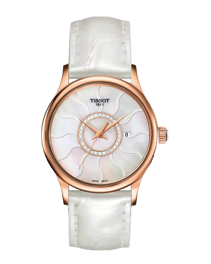 Tissot Women's T-gold White Mop Dial Watch In White