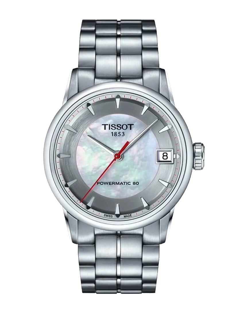Tissot Women's T-classic Luxury Powermatic 80 Mother Of Pearl Dial Watch In Metallic