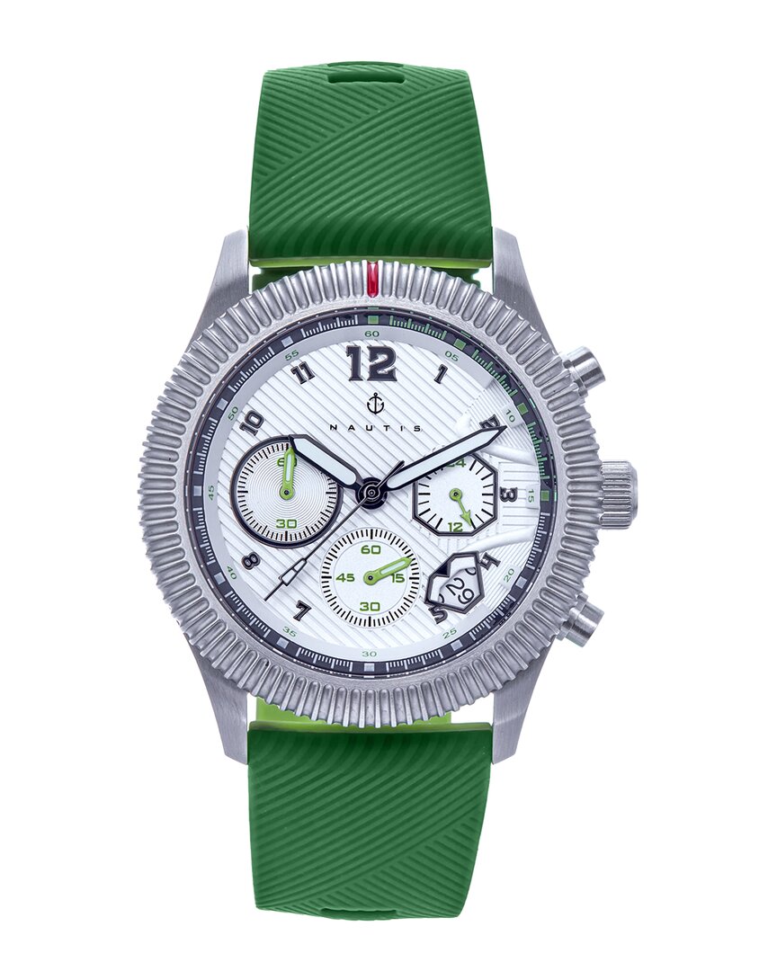 Nautis Meridian Chronograph Strap Watch W/date In Green / Silver / White