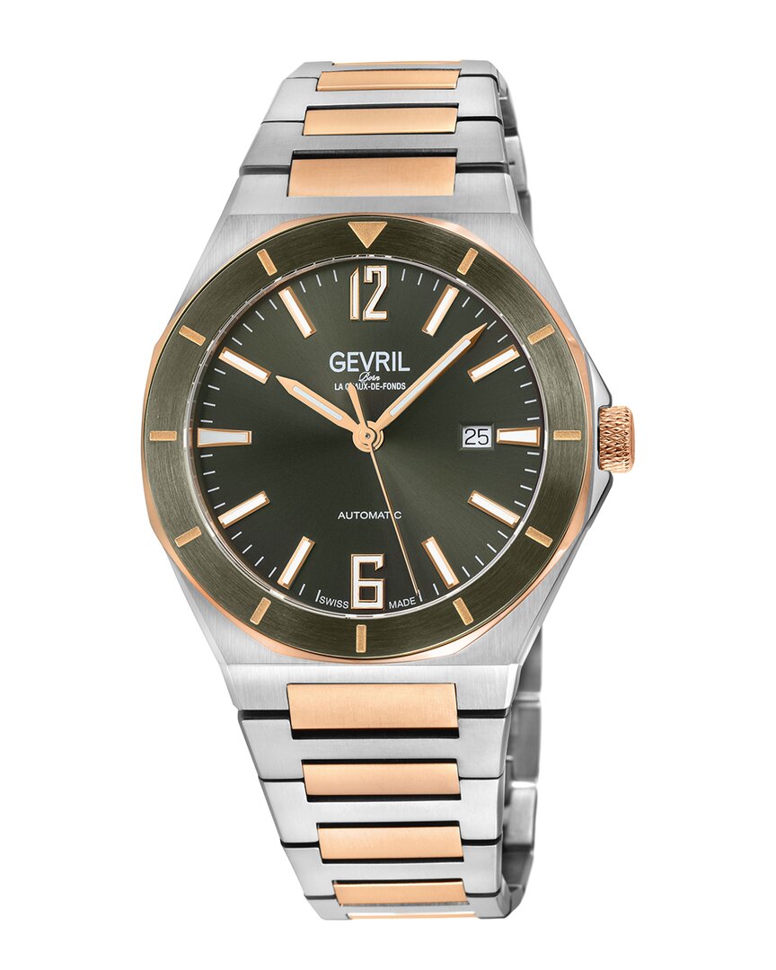 Gevril High Line Automatic Green Dial Mens Watch 48405b In Two Tone  / Gold Tone / Green / Rose / Rose Gold Tone