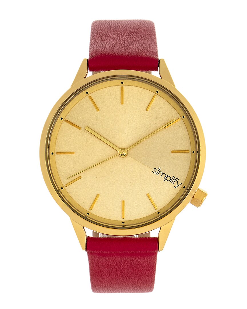 Simplify Unisex The 6700 Watch In Red   / Gold / Gold Tone