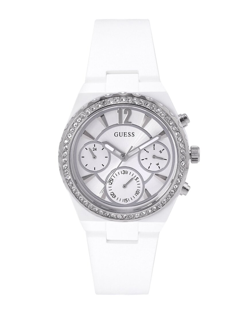 Guess Women's Classic Silver Dial Watch In White