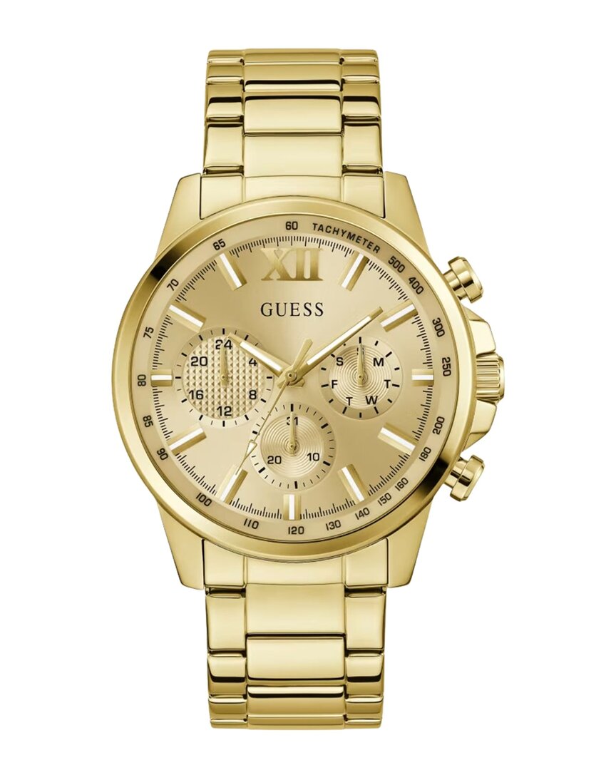 Guess Men's Multifunction Gold Tone Stainless Steel Watch, 44mm In Brown