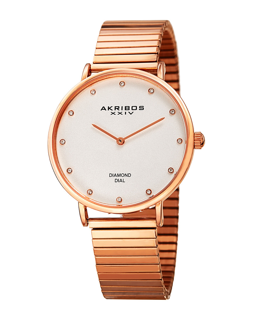 Akribos Xxiv Women's Stainless Steel Diamond Watch