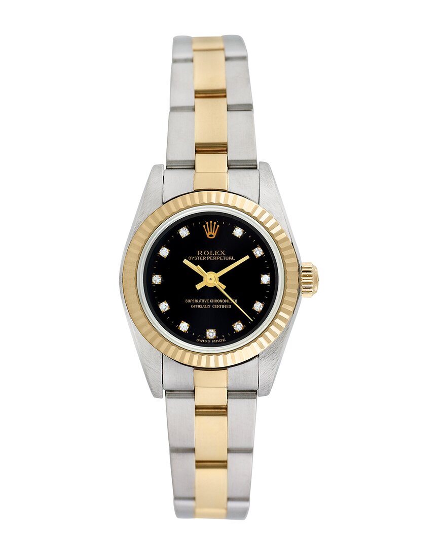 Heritage Rolex Rolex Women's Oyster Perpetual Diamond Watch, Circa 2000's (pre-loved) In Gold
